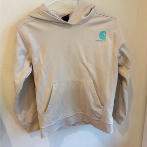 Carhartt Tan/cream Hoodie with Teal Logo